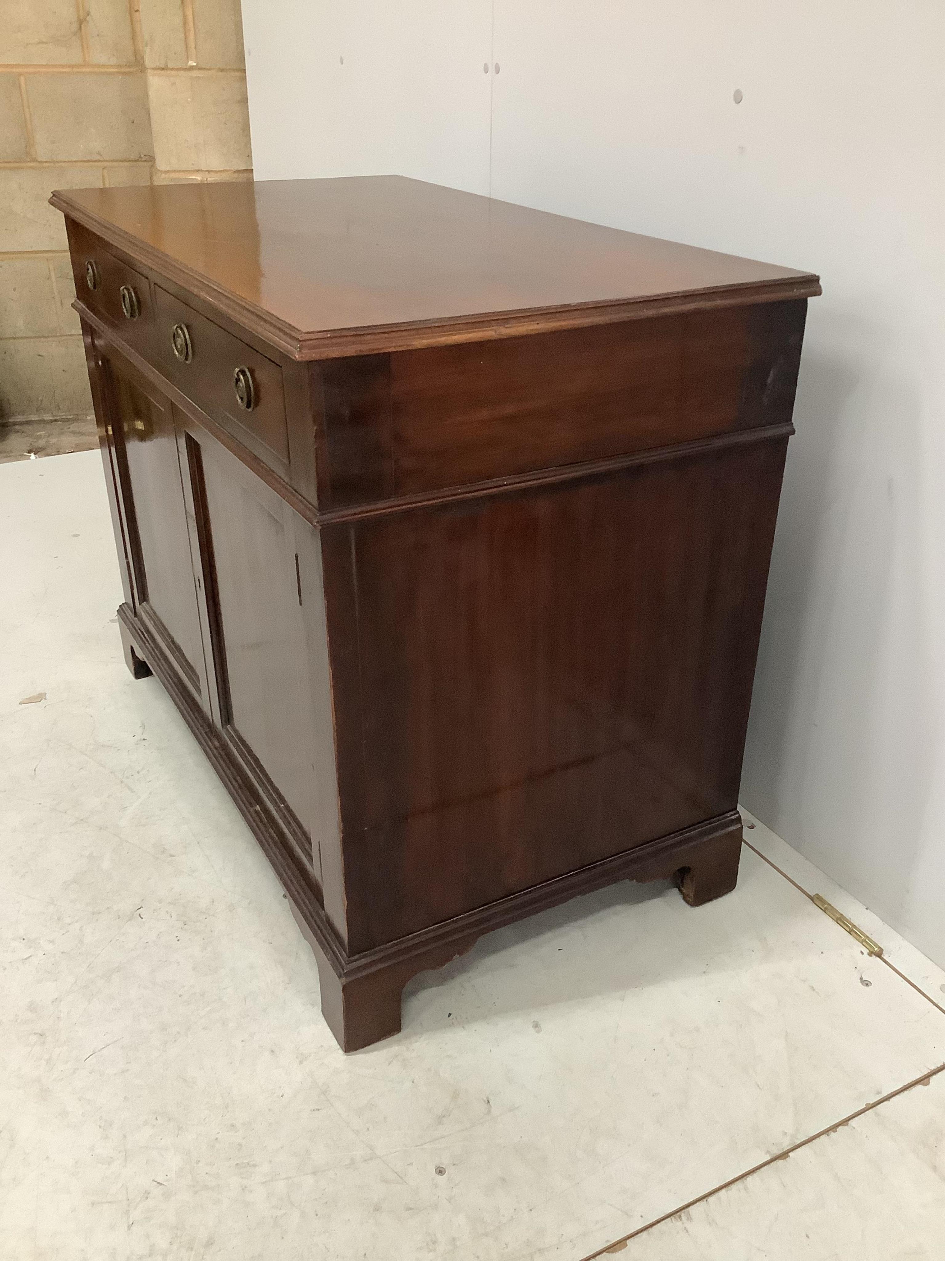 An Edwardian mahogany side cabinet, width 95cm, depth 53cm, height 76cm. Condition - fair